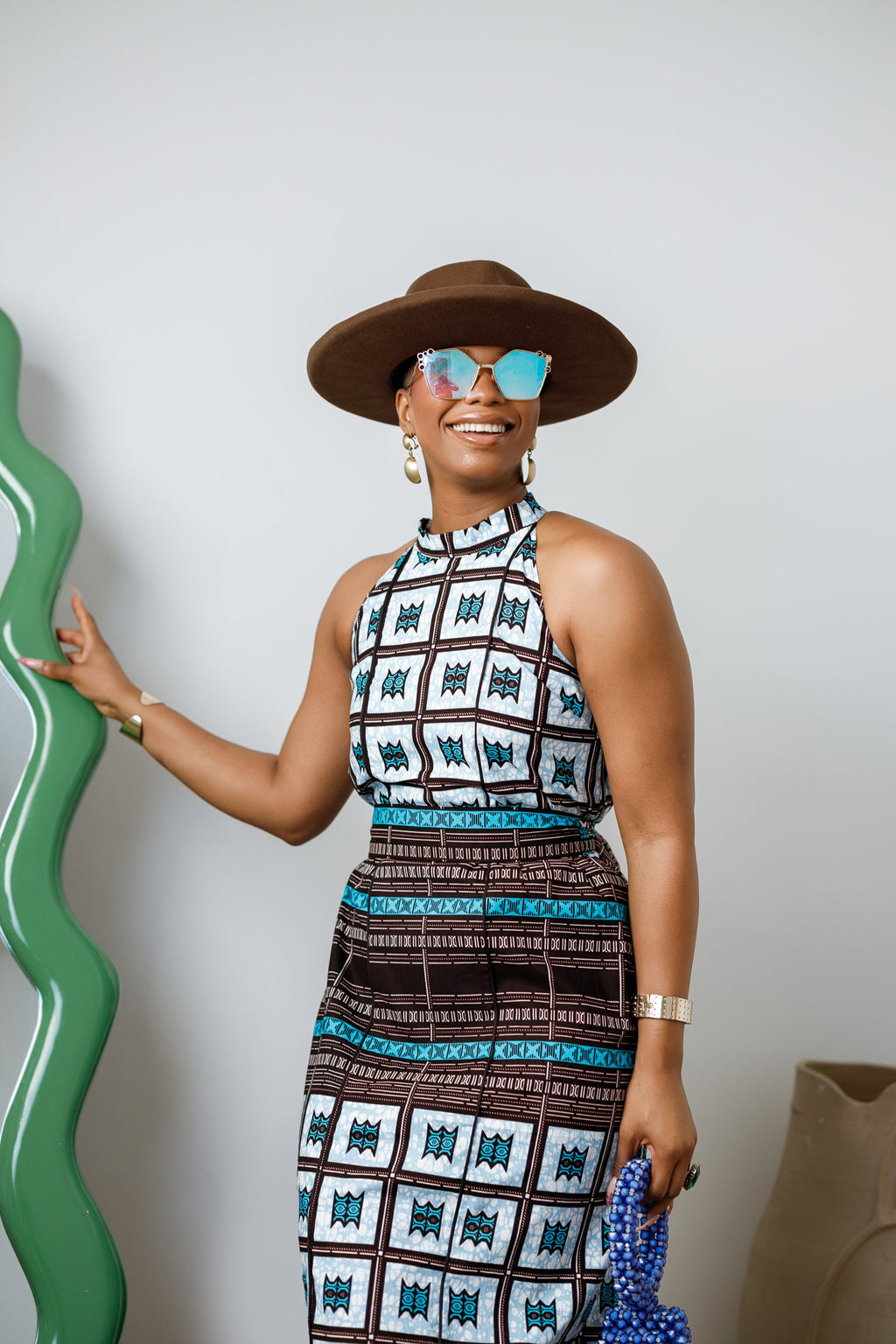RONKE AFRICAN PRINT SLEEVELESS  MAXI DRESS