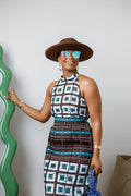 RONKE AFRICAN PRINT SLEEVELESS  MAXI DRESS