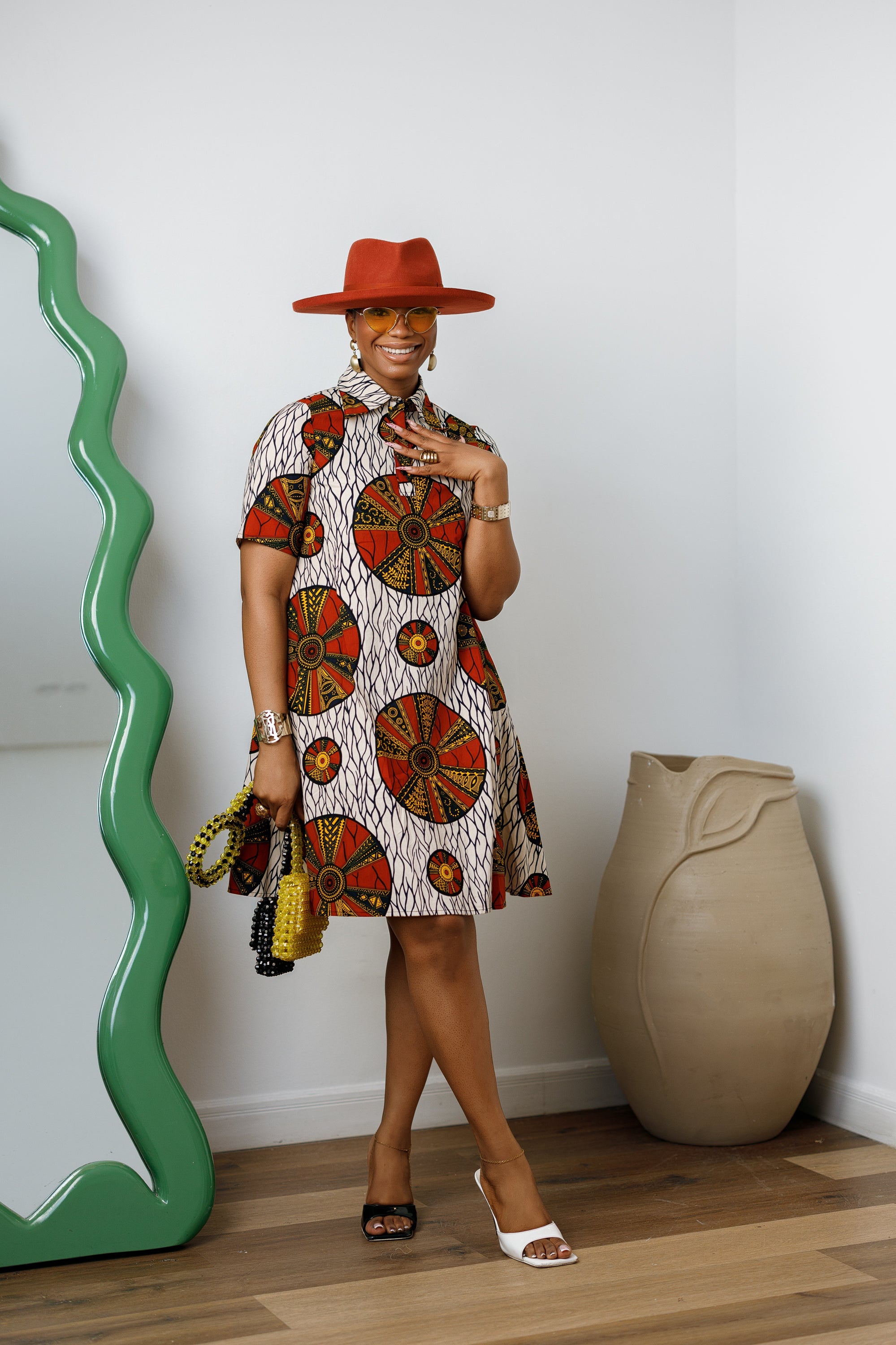 JADE AFRICAN PRINT SHIRT DRESS