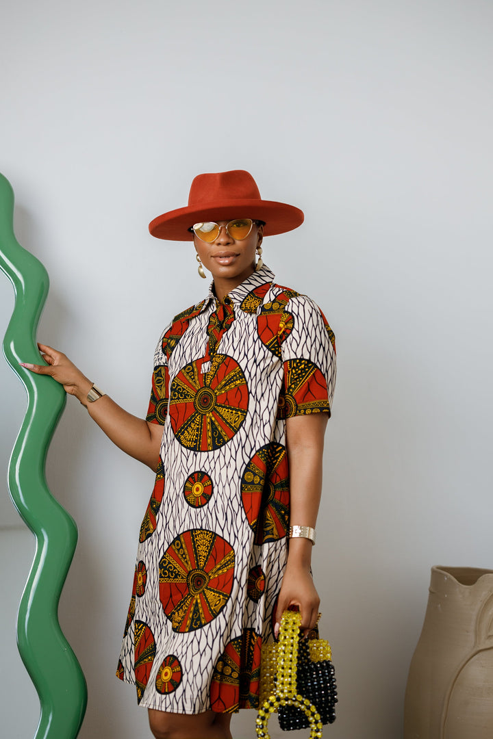 JADE AFRICAN PRINT SHIRT DRESS