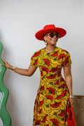 AMARA AFRICAN PRINT FIT AND FLARE MIDI DRESS [MULTICOLOR]