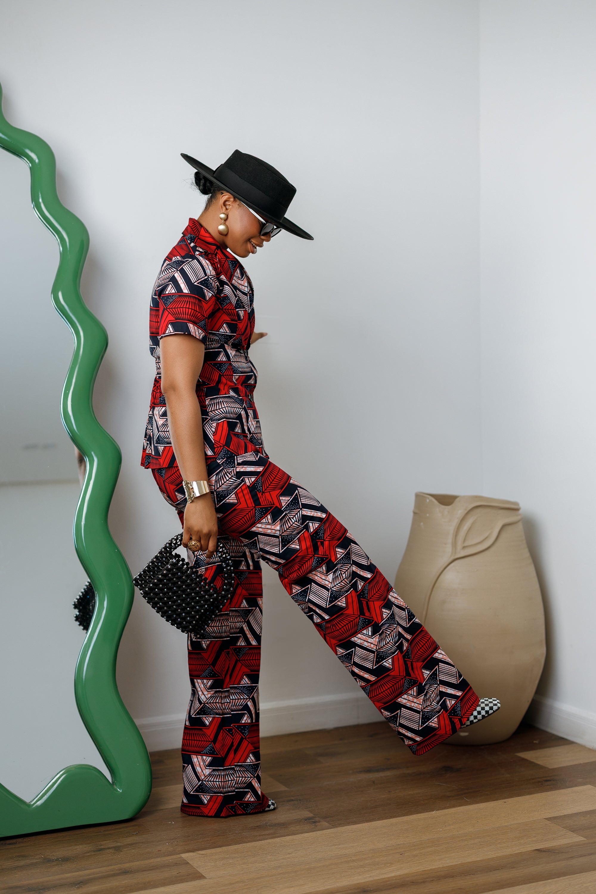 KIKI AFRICAN PRINT SHORT SLEEVE BLAZER PANT SET
