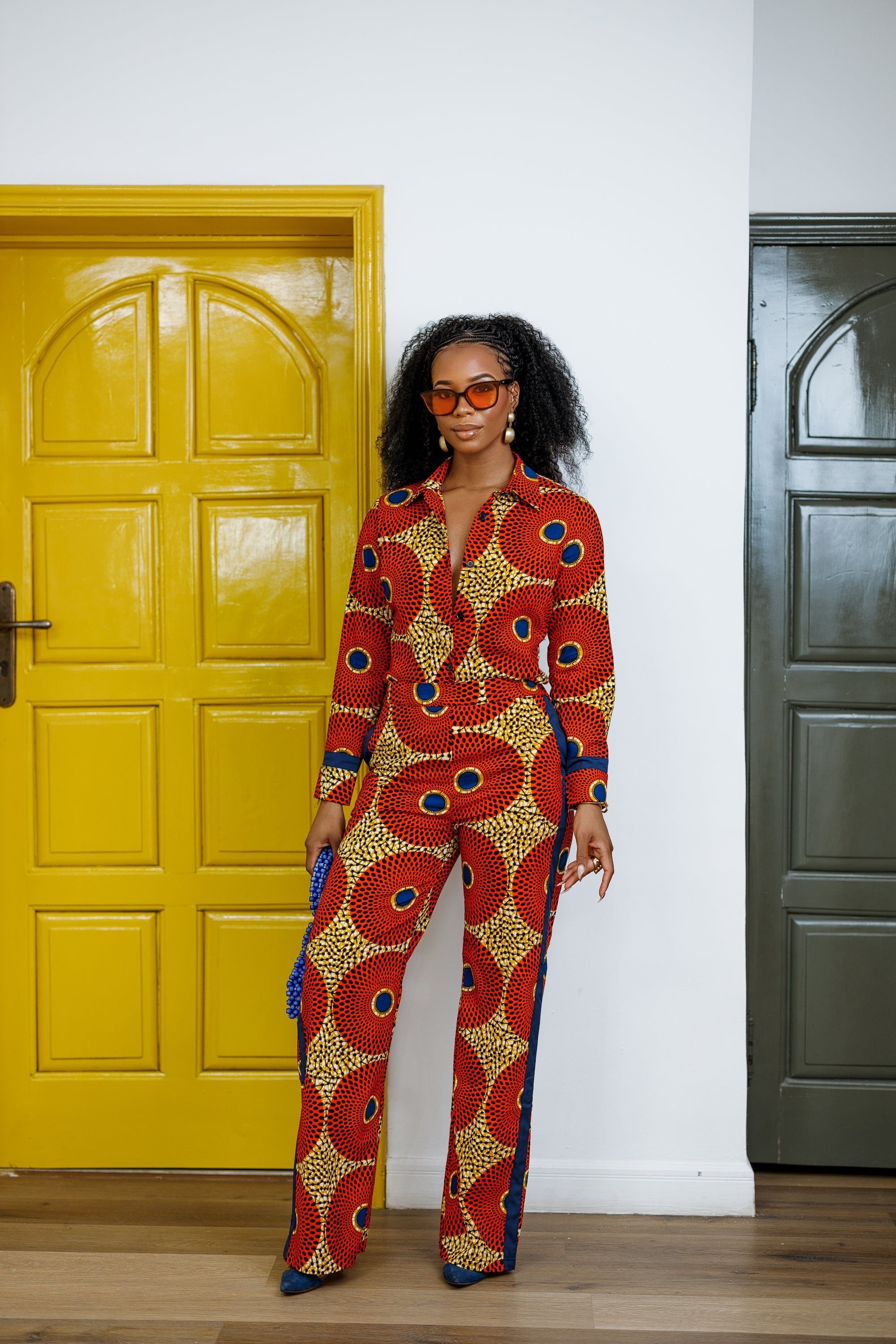 EVA AFRICAN PRINT STRAIGHT-LEG TWO PIECE SET----FINAL SALE