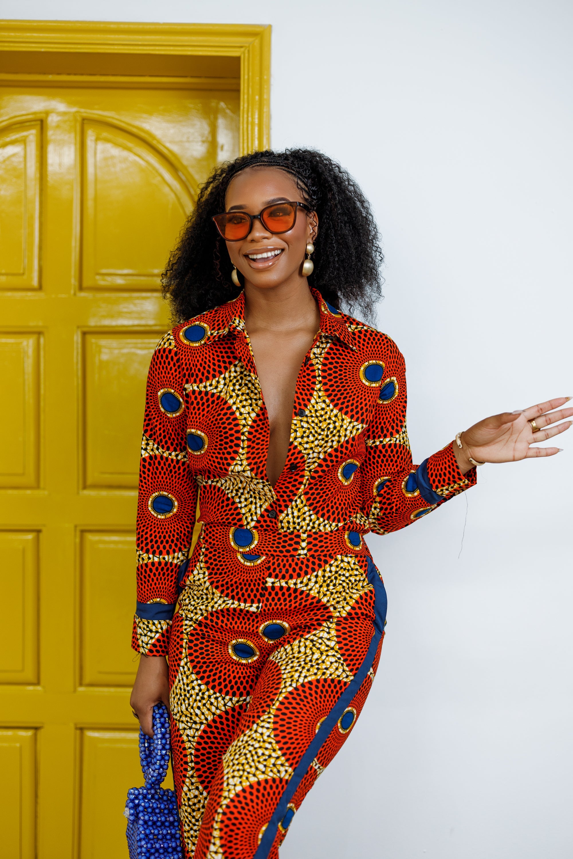 EVA AFRICAN PRINT STRAIGHT-LEG TWO PIECE SET----FINAL SALE