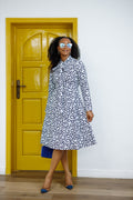 GILDA AFRICAN PRINT TIE-NECK MIDI DRESS----FINAL SALE