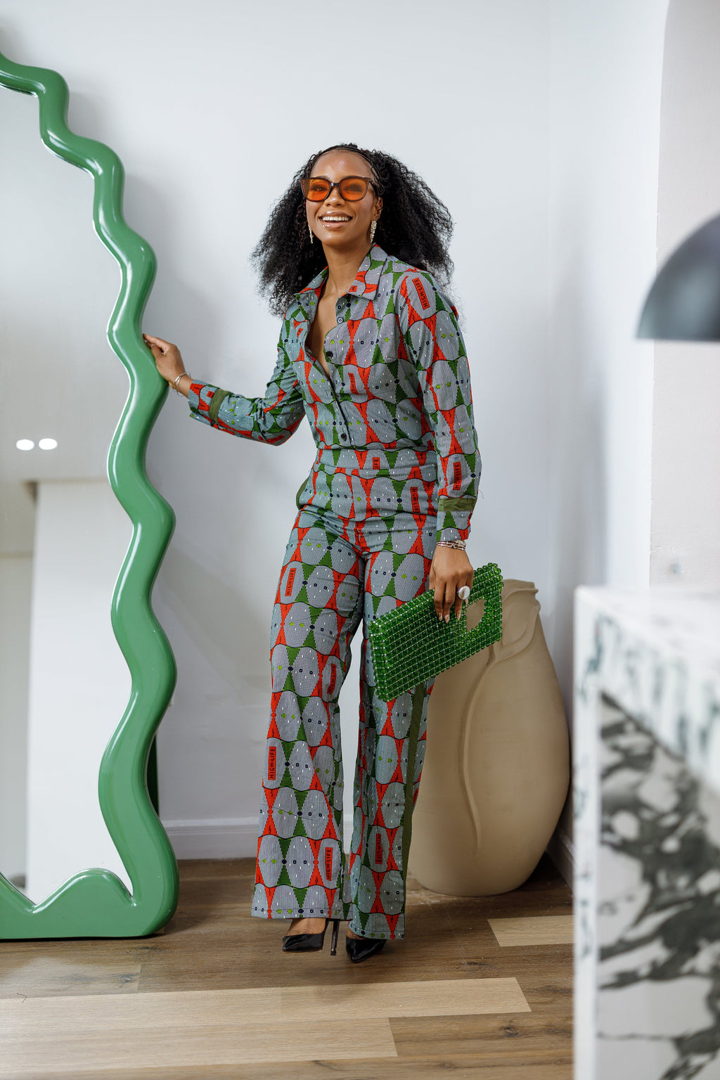 EVA AFRICAN PRINT STRAIGHT-LEG TWO PIECE SET [MULTICOLOR]----FINAL SALE