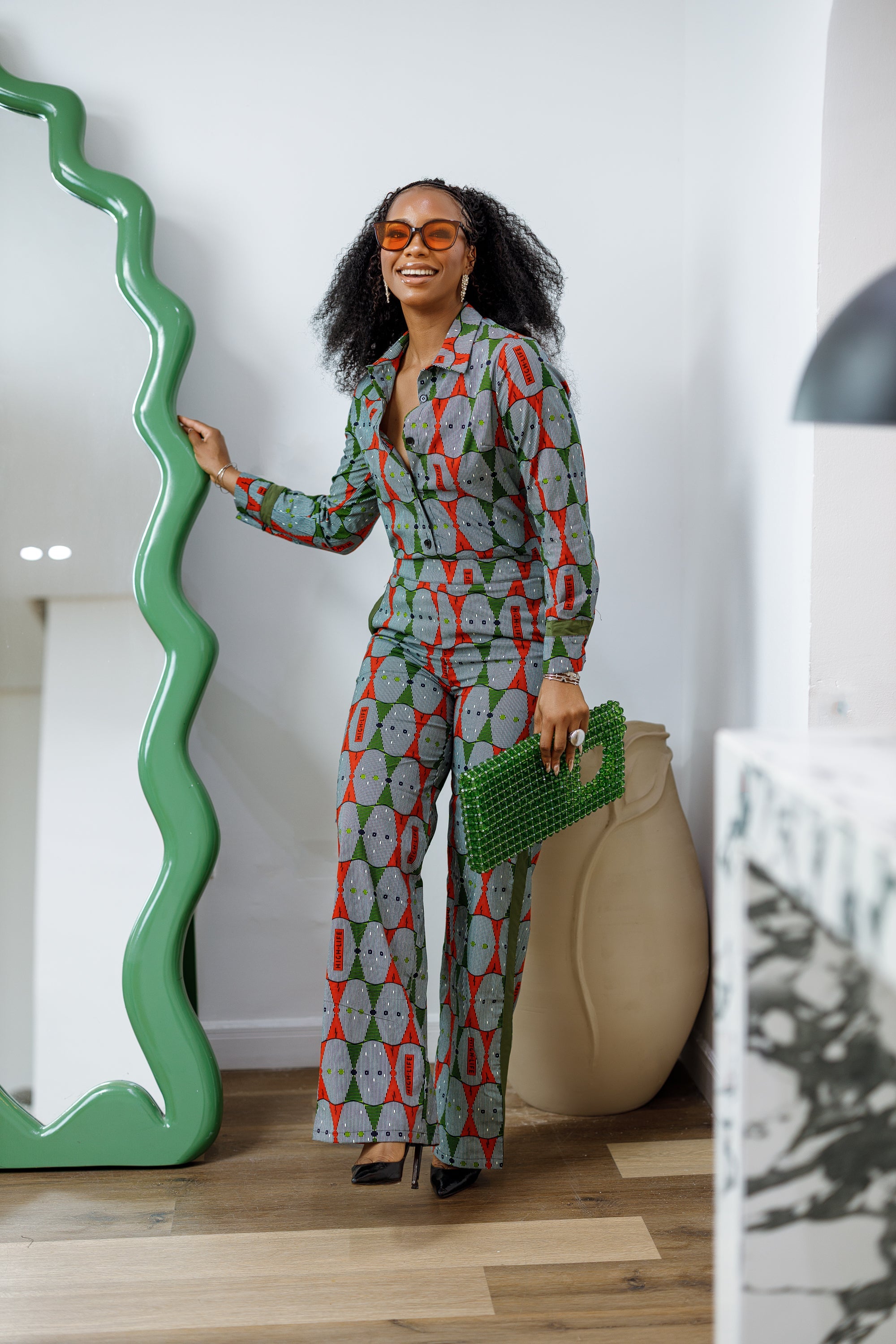 EVA AFRICAN PRINT STRAIGHT-LEG TWO PIECE SET [MULTICOLOR]----FINAL SALE