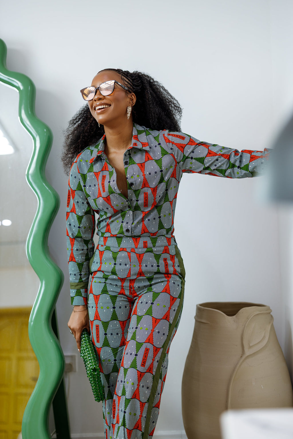 EVA AFRICAN PRINT STRAIGHT-LEG TWO PIECE SET [MULTICOLOR]----FINAL SALE