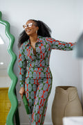 EVA AFRICAN PRINT STRAIGHT-LEG TWO PIECE SET [MULTICOLOR]----FINAL SALE