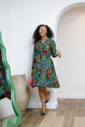 DERA AFRICAN PRINT WRAP MIDI DRESS----FINAL SALE
