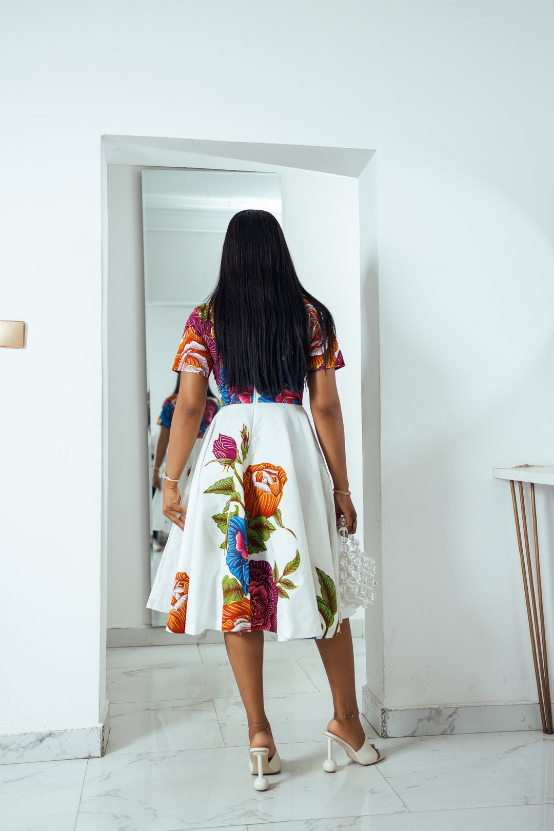 LOLADE AFRICAN PRINT FLORAL DRESS.