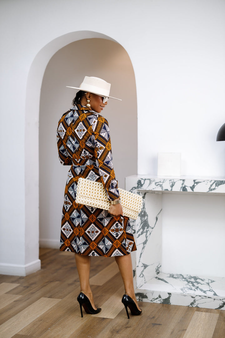 MORAYO AFRICAN PRINT TRENCH COAT DRESS [MULTICOLOR]