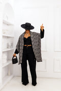 DONNA AFRICAN PRINT WOOL  PONCHO [BLACK]----FINAL SALE