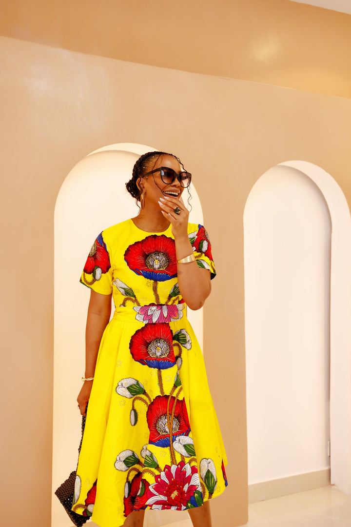 LOLADE AFRICAN PRINT FLORAL DRESS.