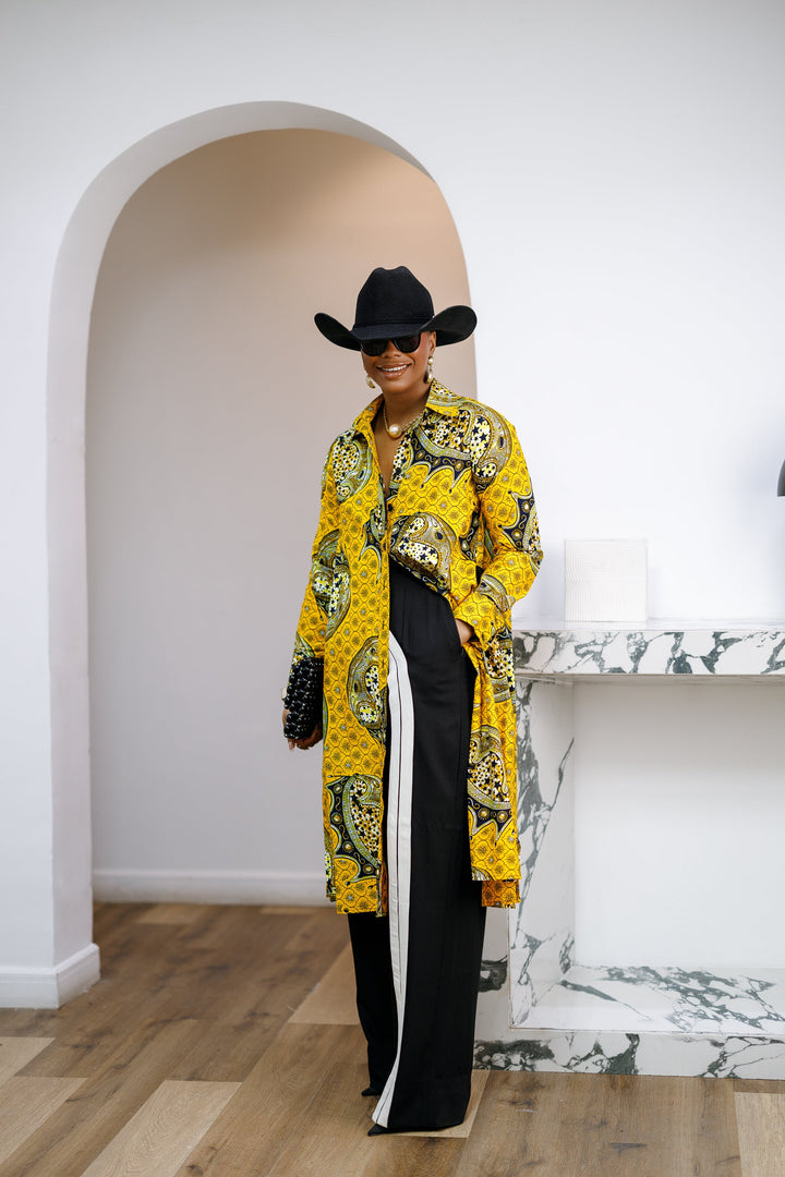 RHODA AFRICAN PRINT LONGLINE SHIRT