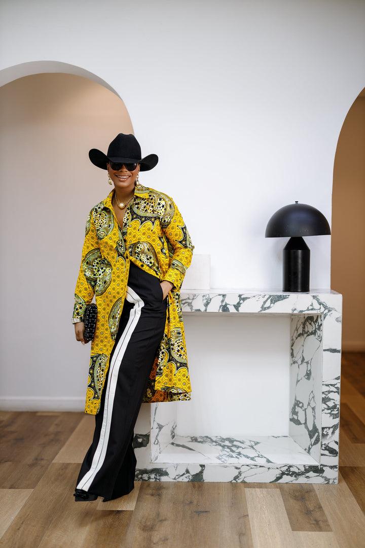 RHODA AFRICAN PRINT LONGLINE SHIRT