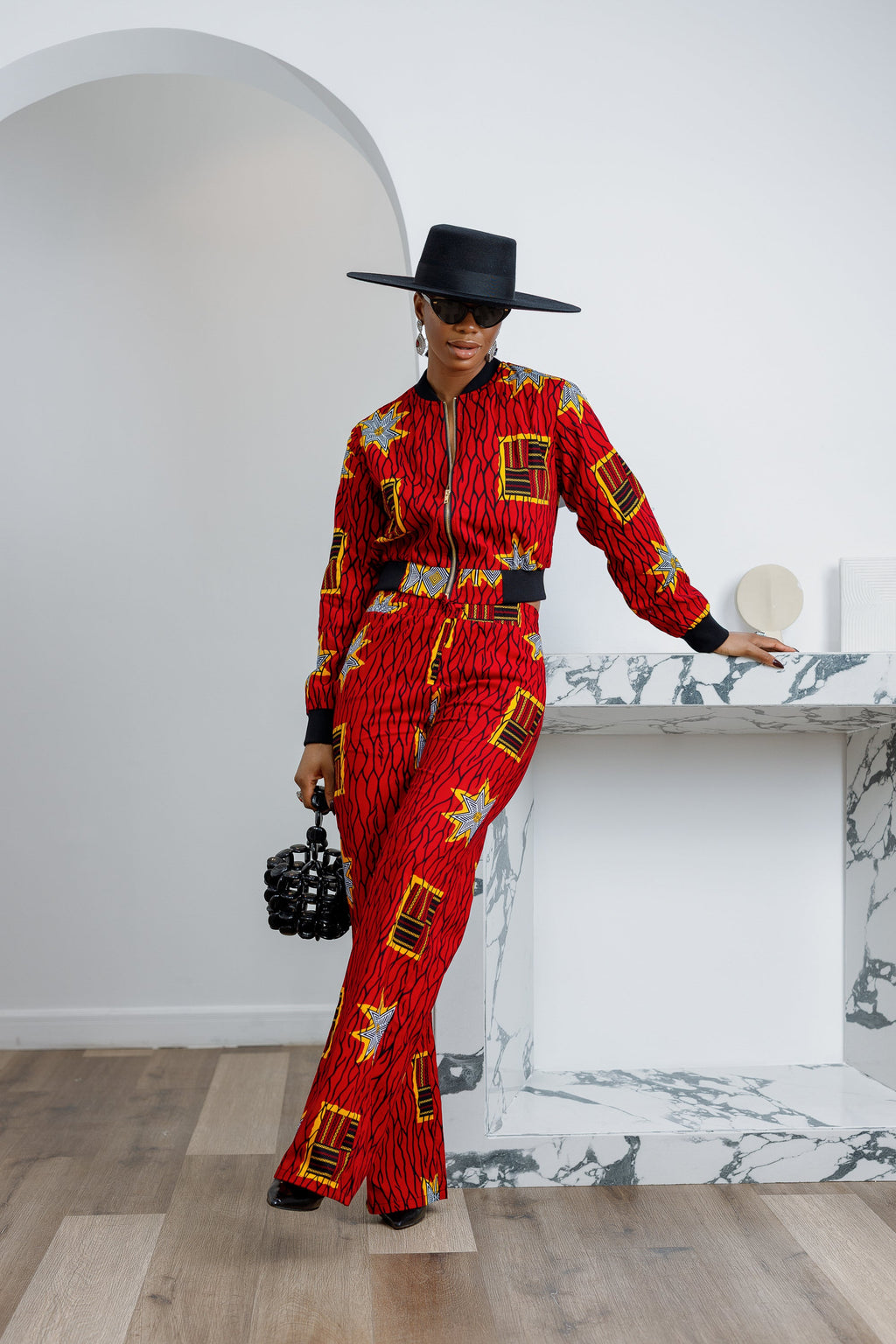 ADA AFRICAN PRINT BOMBER SET [RED]----FINAL SALE
