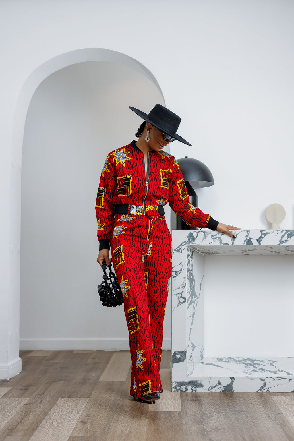 ADA AFRICAN PRINT BOMBER SET [RED]----FINAL SALE