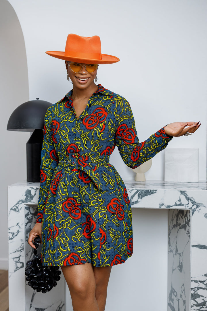 FAYO AFRICAN PRINT SHIRT DRESS----FINAL SALE