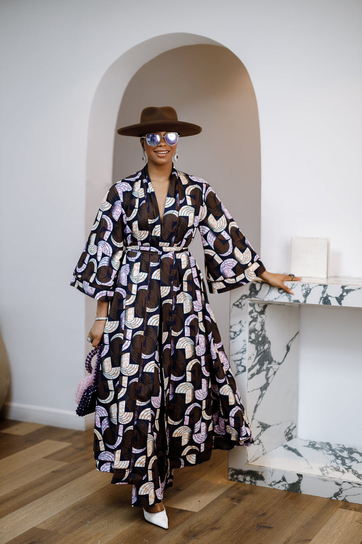 FADE AFRICAN PRINT MAXI KIMONO AND PANTS SET