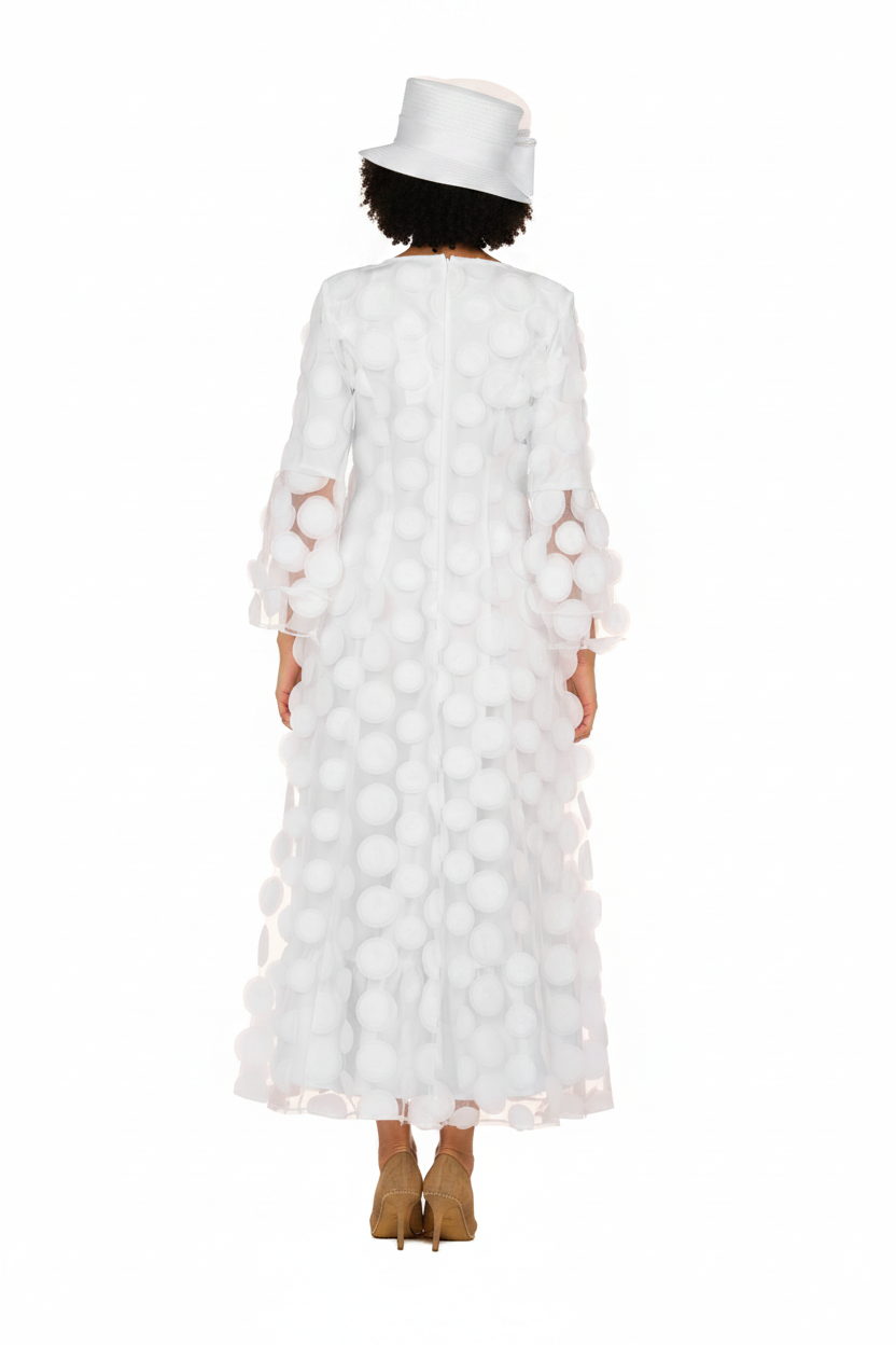 Elegant 3D Dot Mesh Bell Sleeve Maxi Dress-Plus