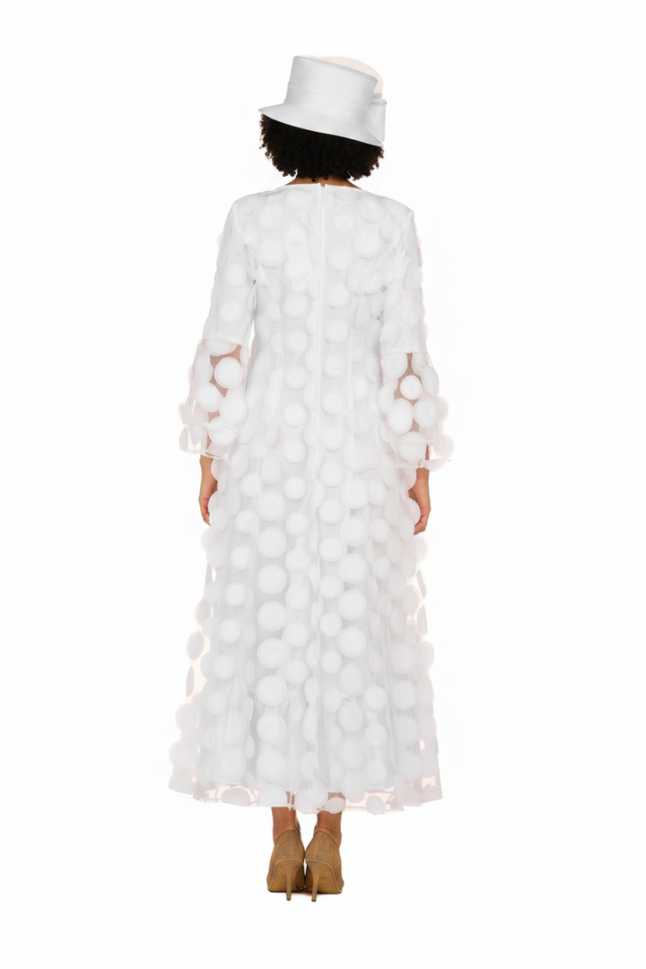Elegant 3D Dot Mesh Bell Sleeve Maxi Dress-Plus