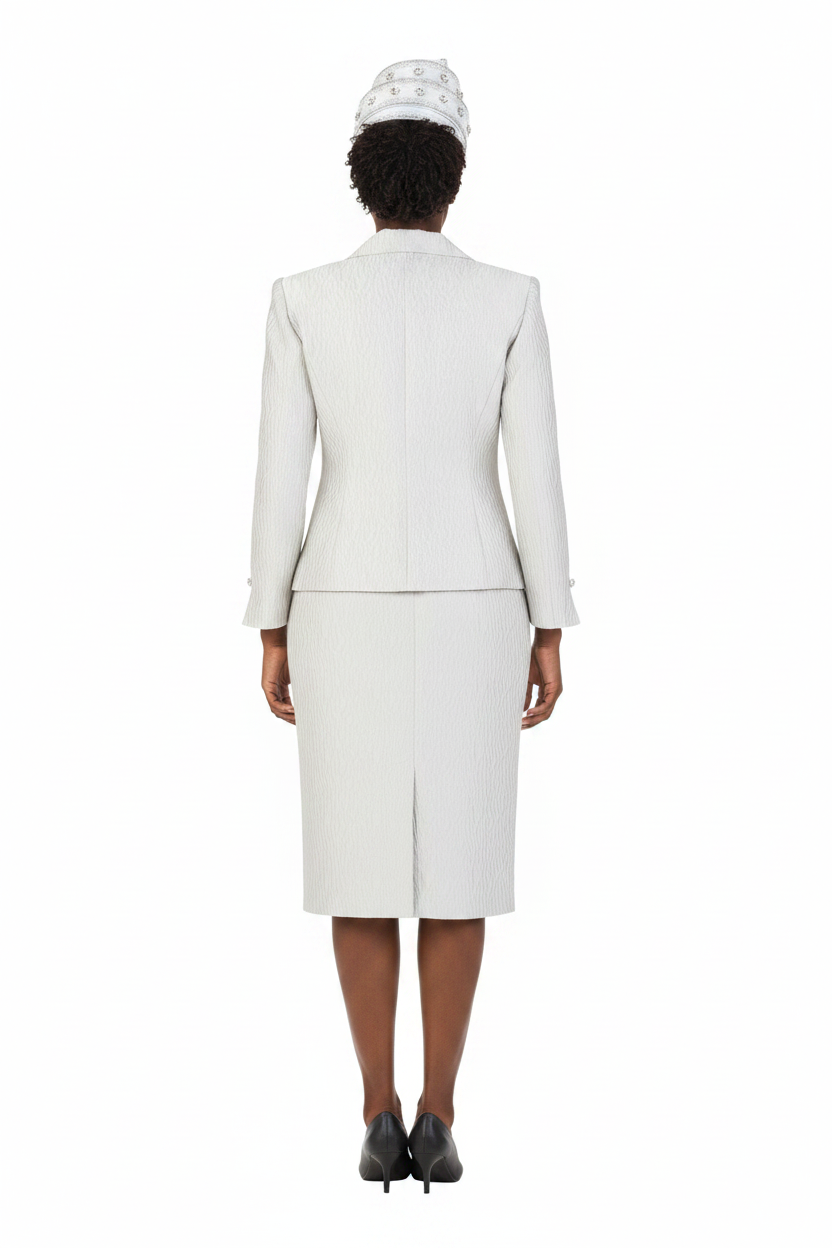 3pc Notch Collar Skirt Suit - Back