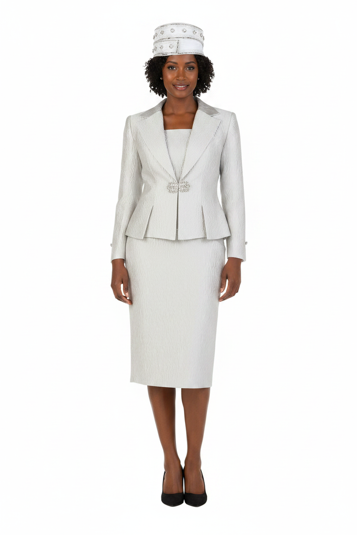 3pc Notch Collar Skirt Suit - Front 2