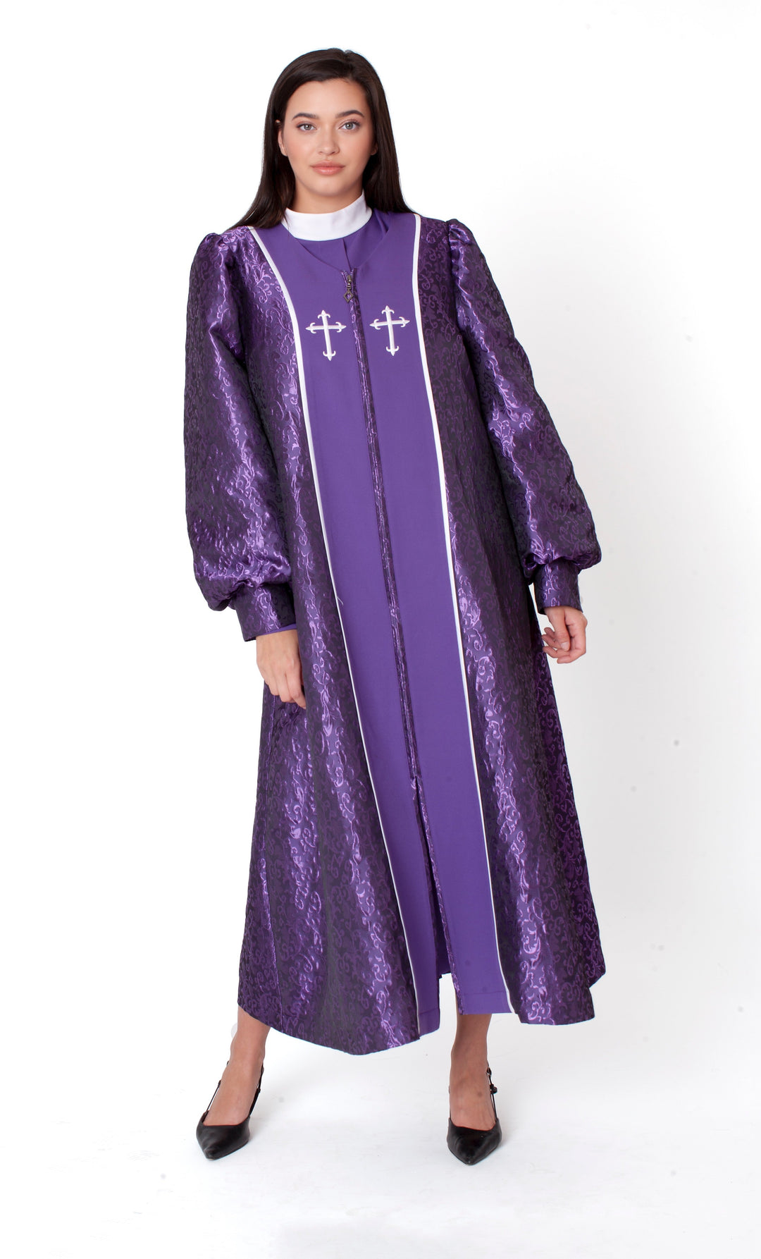 Plus size Two-Piece Brocade Clergy Robe – 41071W