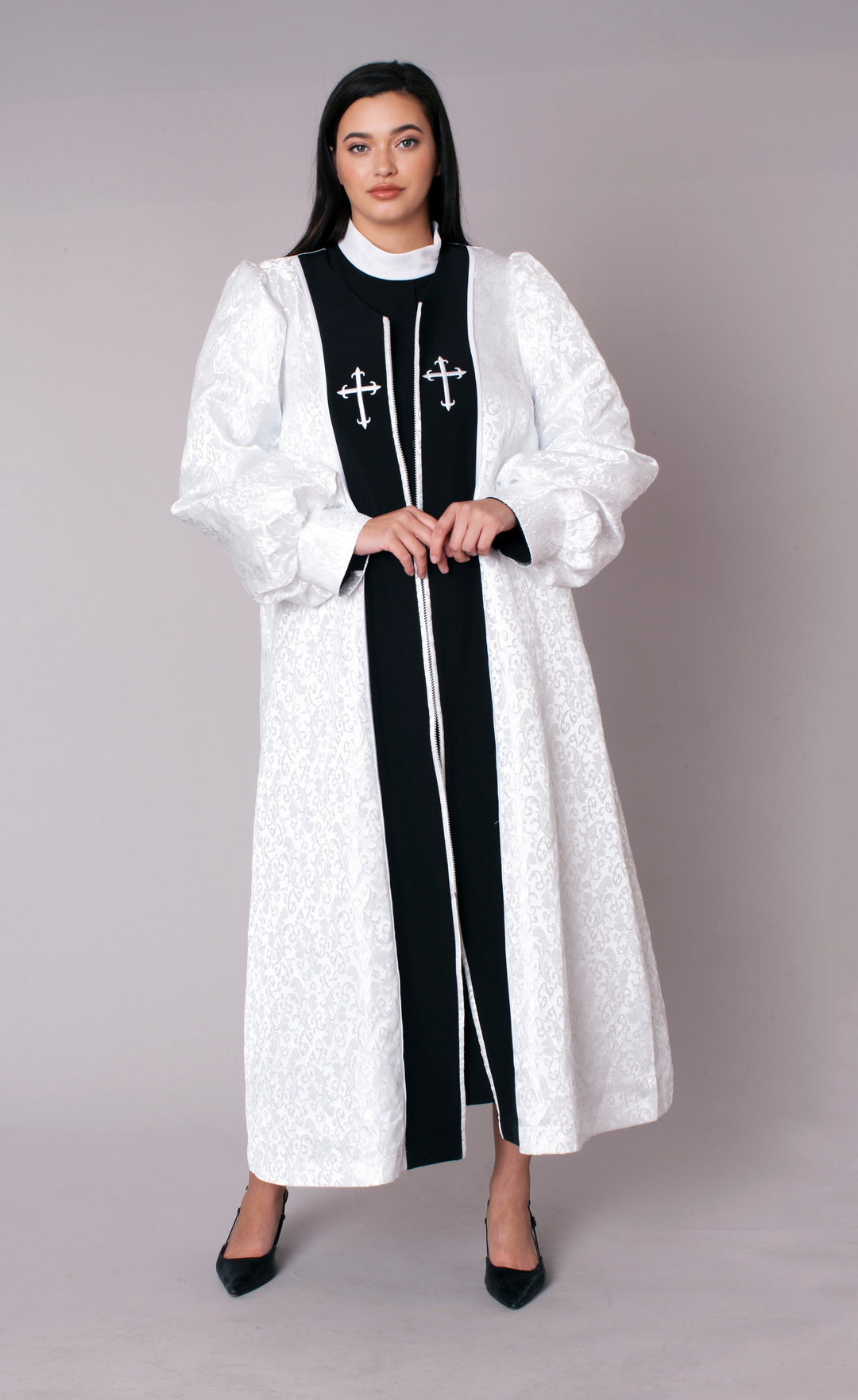 Plus size Two-Piece Brocade Clergy Robe – 41071W