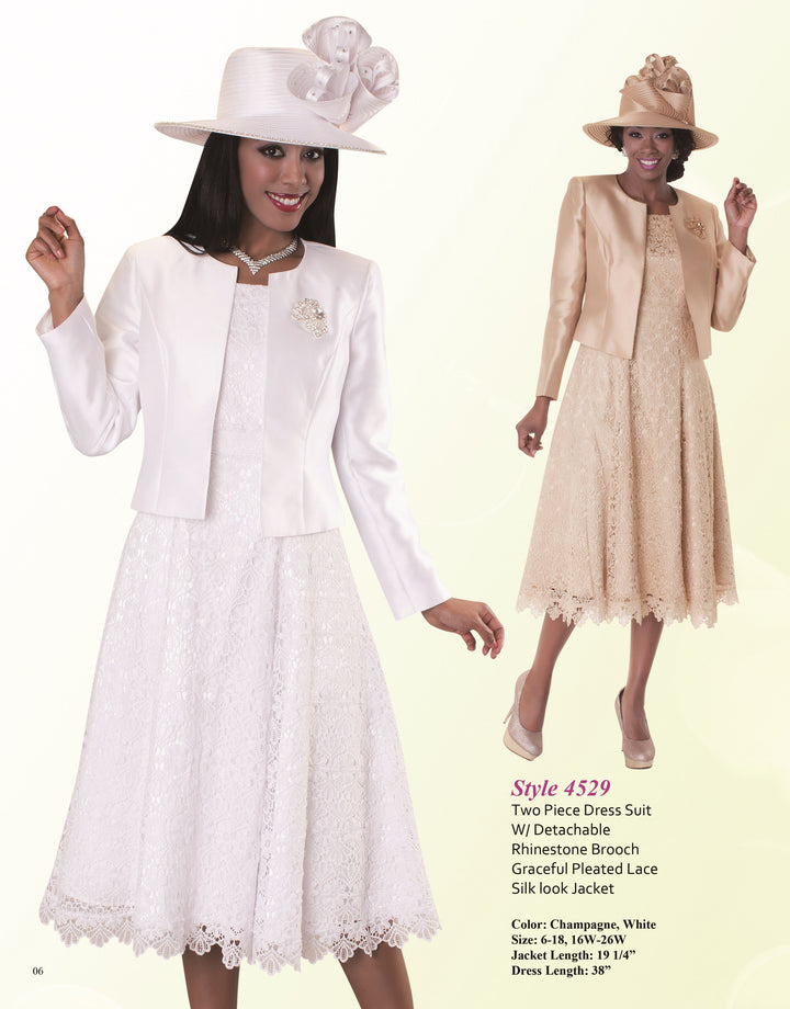 Lace Church Dress with Satin Jacket Set- 4529
