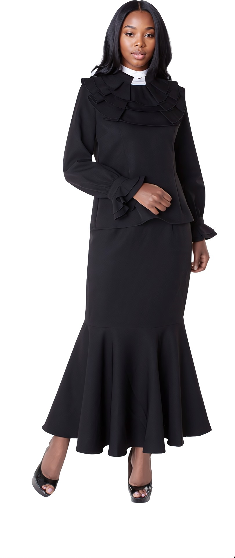 Divine Elegance Two-Piece Ruffle Church Set- 4601