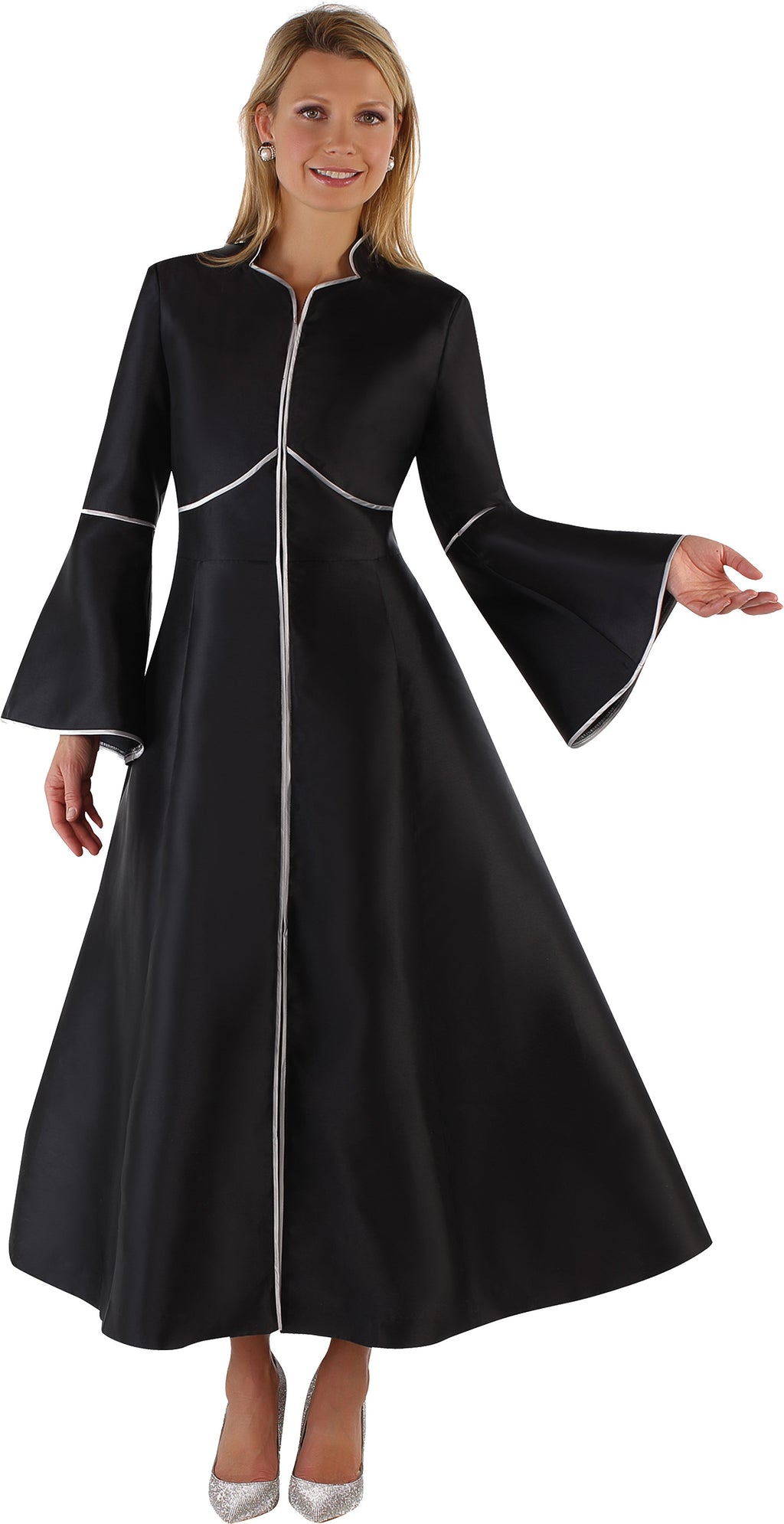 Elegant Plus Size One-Piece Cassock Robe with Rhinestone Trim- 4731W