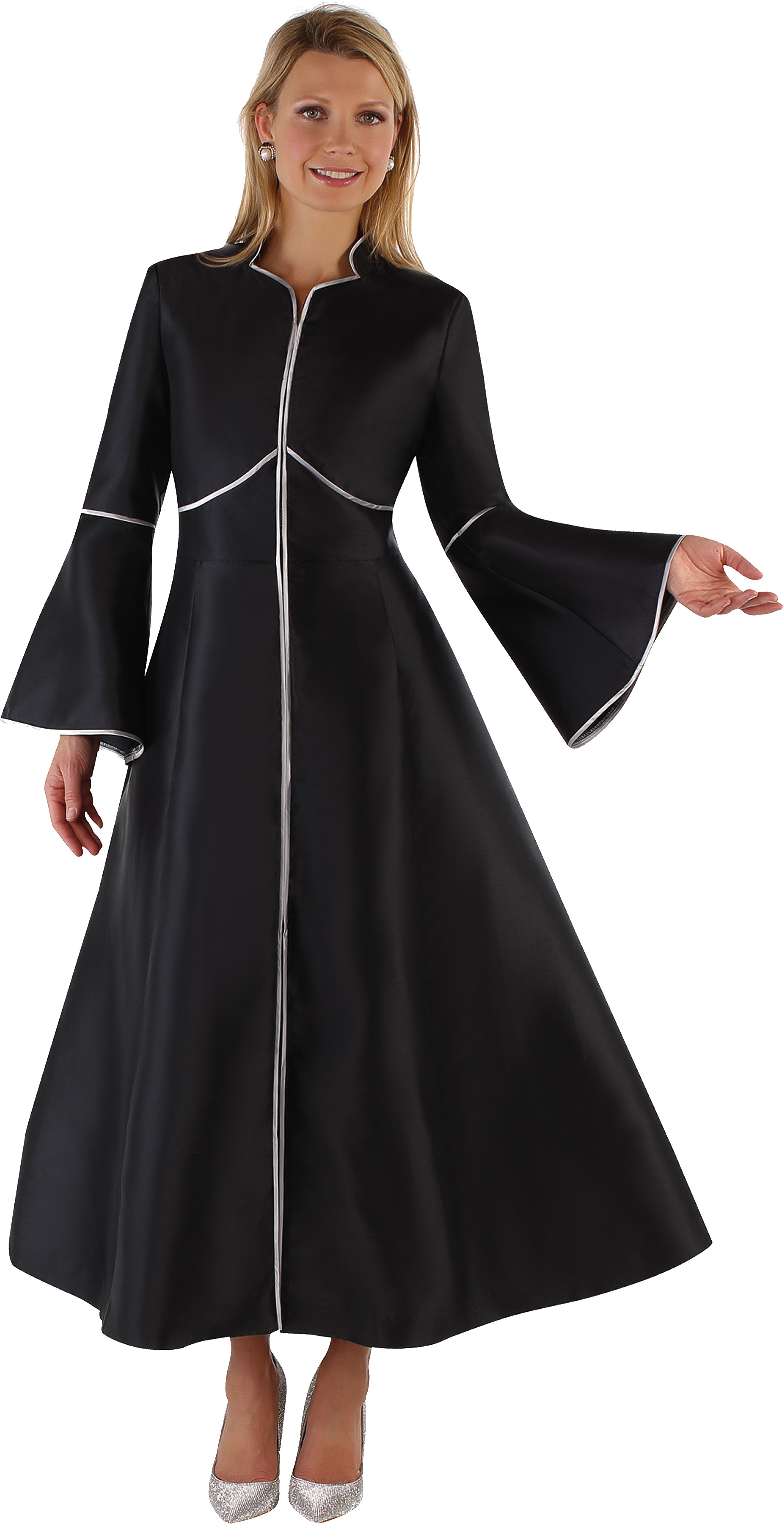 Elegant Plus Size One-Piece Cassock Robe with Rhinestone Trim- 4731W
