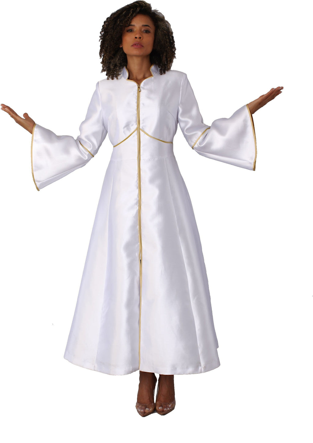 Elegant Plus Size One-Piece Cassock Robe with Rhinestone Trim- 4731W