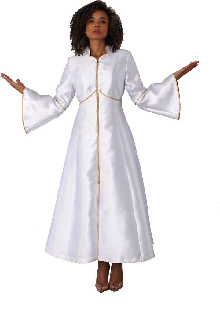 Elegant Plus Size One-Piece Cassock Robe with Rhinestone Trim- 4731W