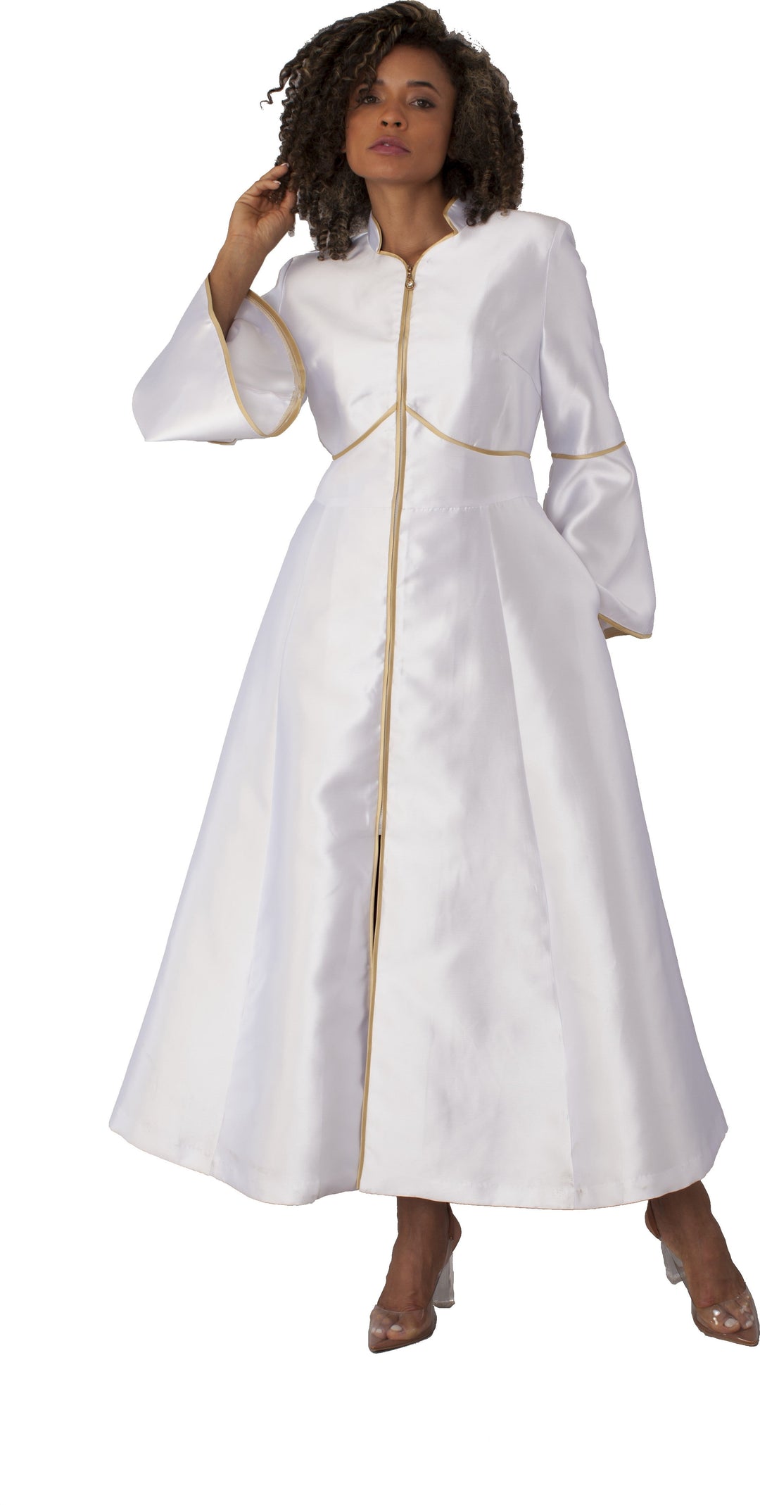 Elegant Plus Size One-Piece Cassock Robe with Rhinestone Trim- 4731W