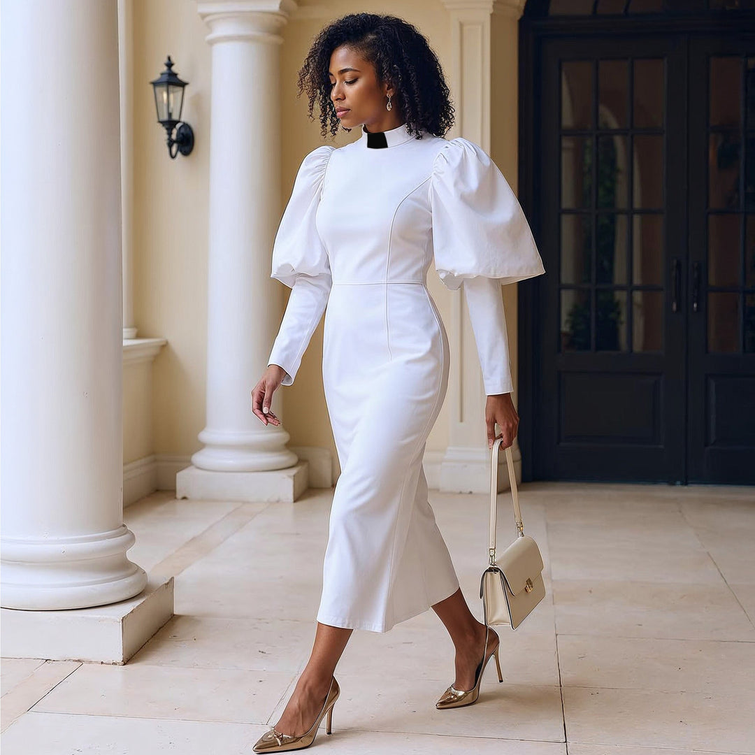 Clergy Dress with Puff Sleeves - 4813