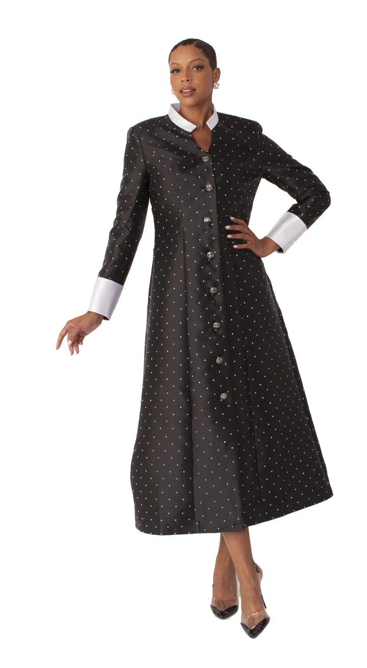 Women's Rhinestone Button Preaching Robe with Studded Detailing- 4816