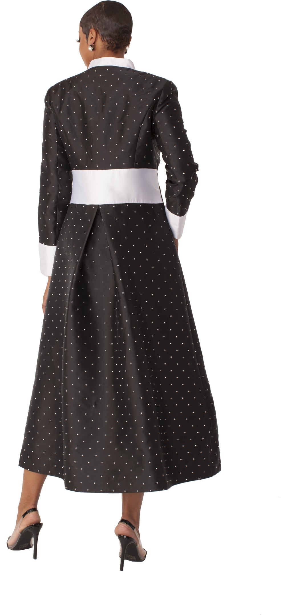 Plus Size Rhinestone Button Preaching Robe with Studded Detailing- 4816W