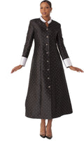 Plus Size Rhinestone Button Preaching Robe with Studded Detailing- 4816W