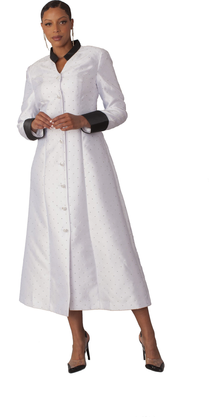 Plus Size Rhinestone Button Preaching Robe with Studded Detailing- 4816W