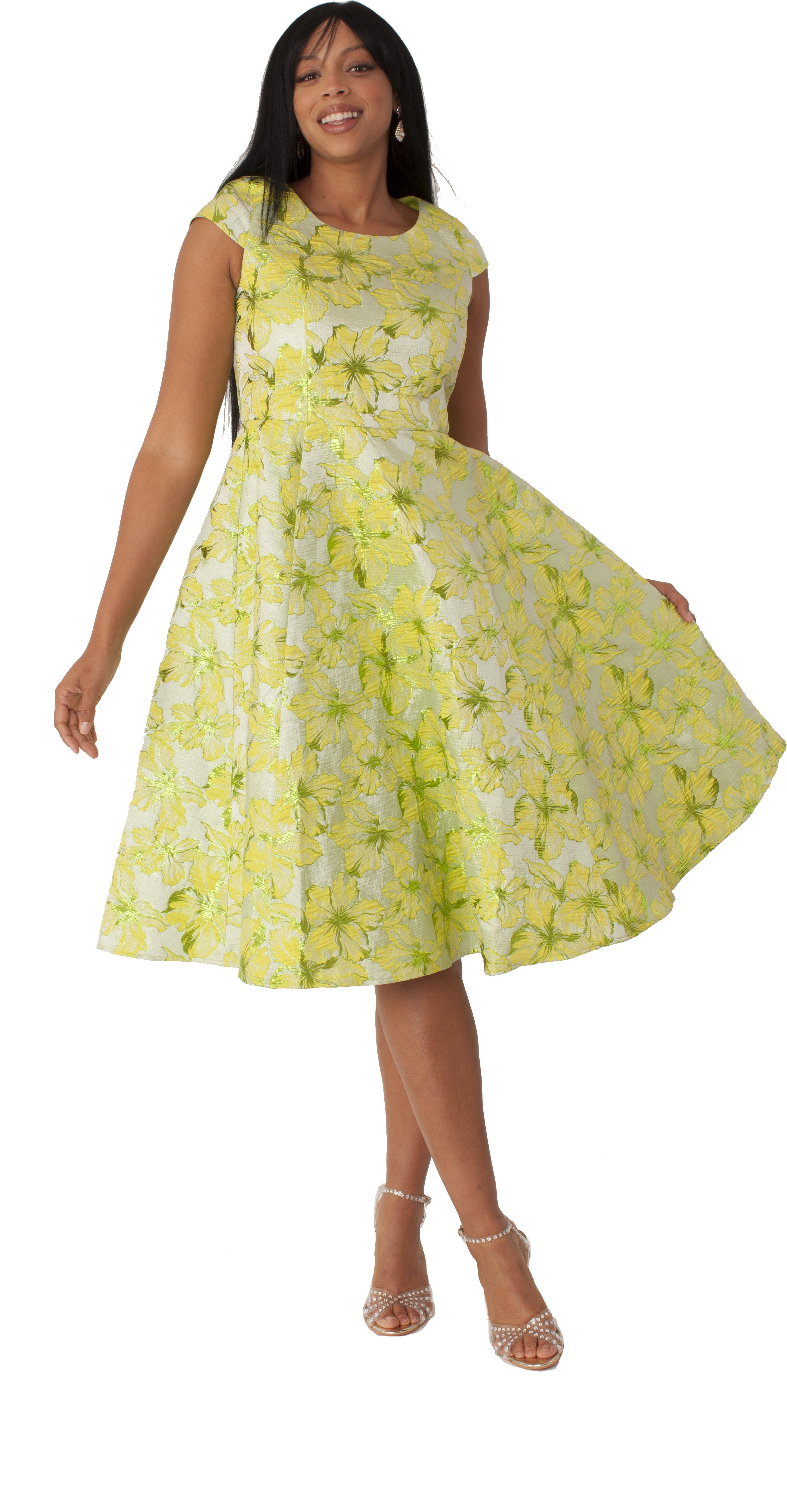Floral Brocade Church Dress with Jacket- 4819