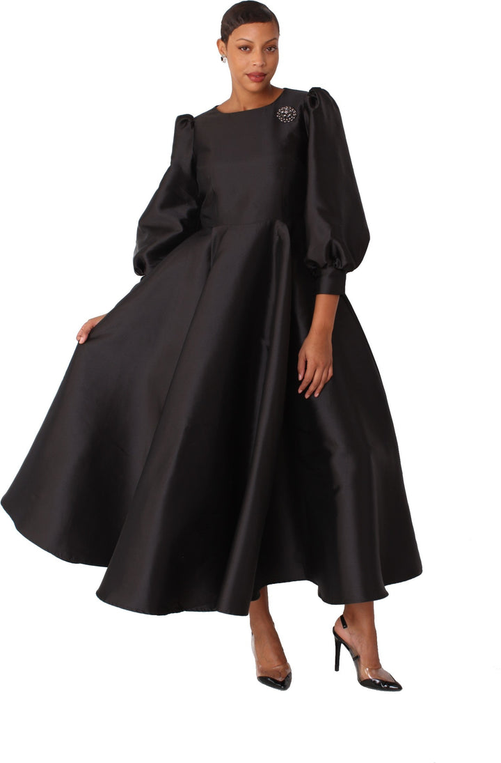 Elegant Long Dress with Bishop Sleeves - 4820