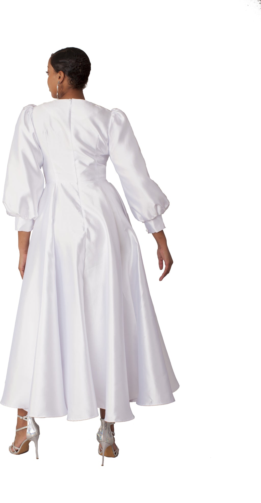 Elegant Long Dress with Bishop Sleeves - 4820