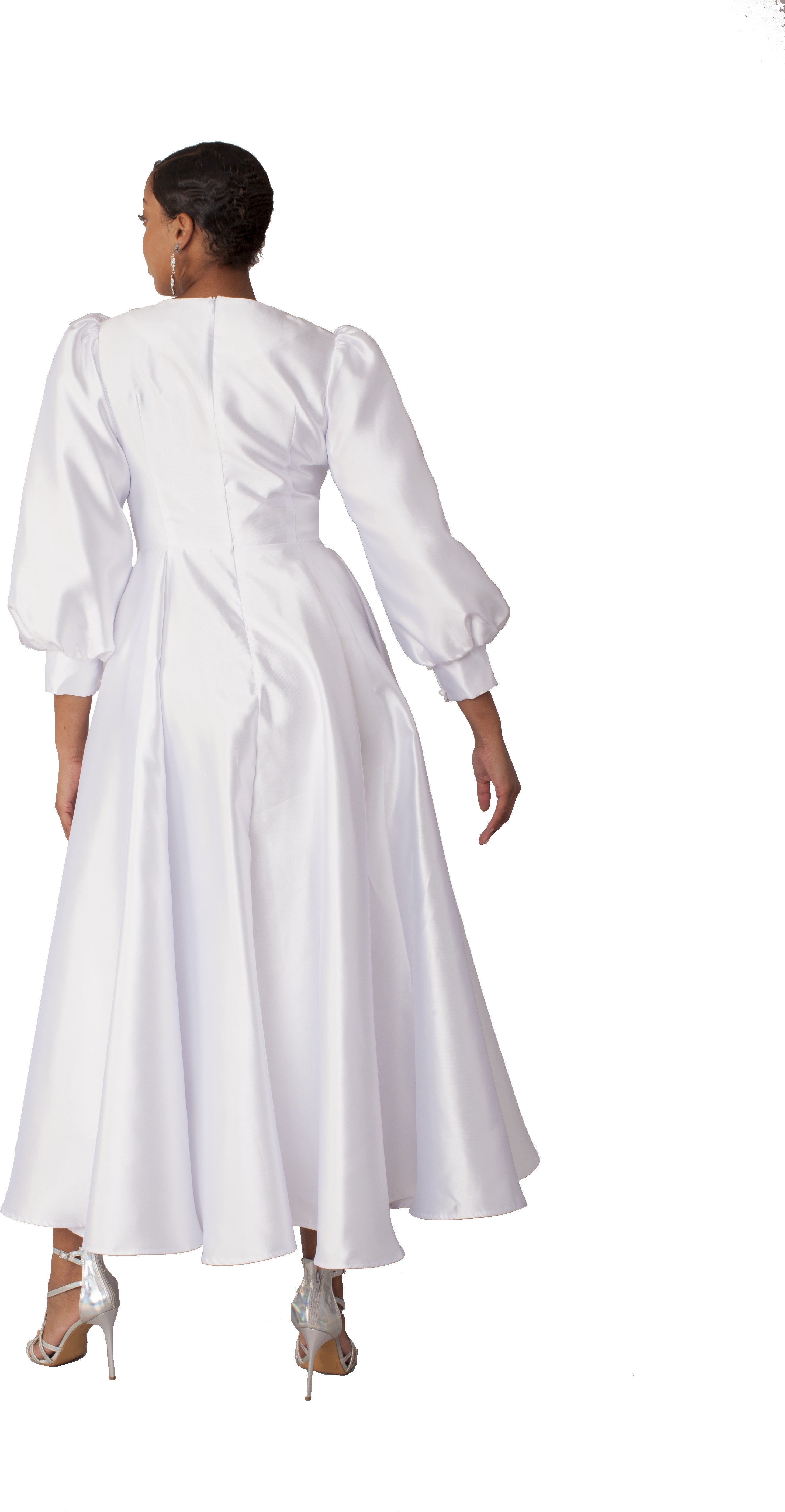 Elegant Long Dress with Bishop Sleeves - 4820