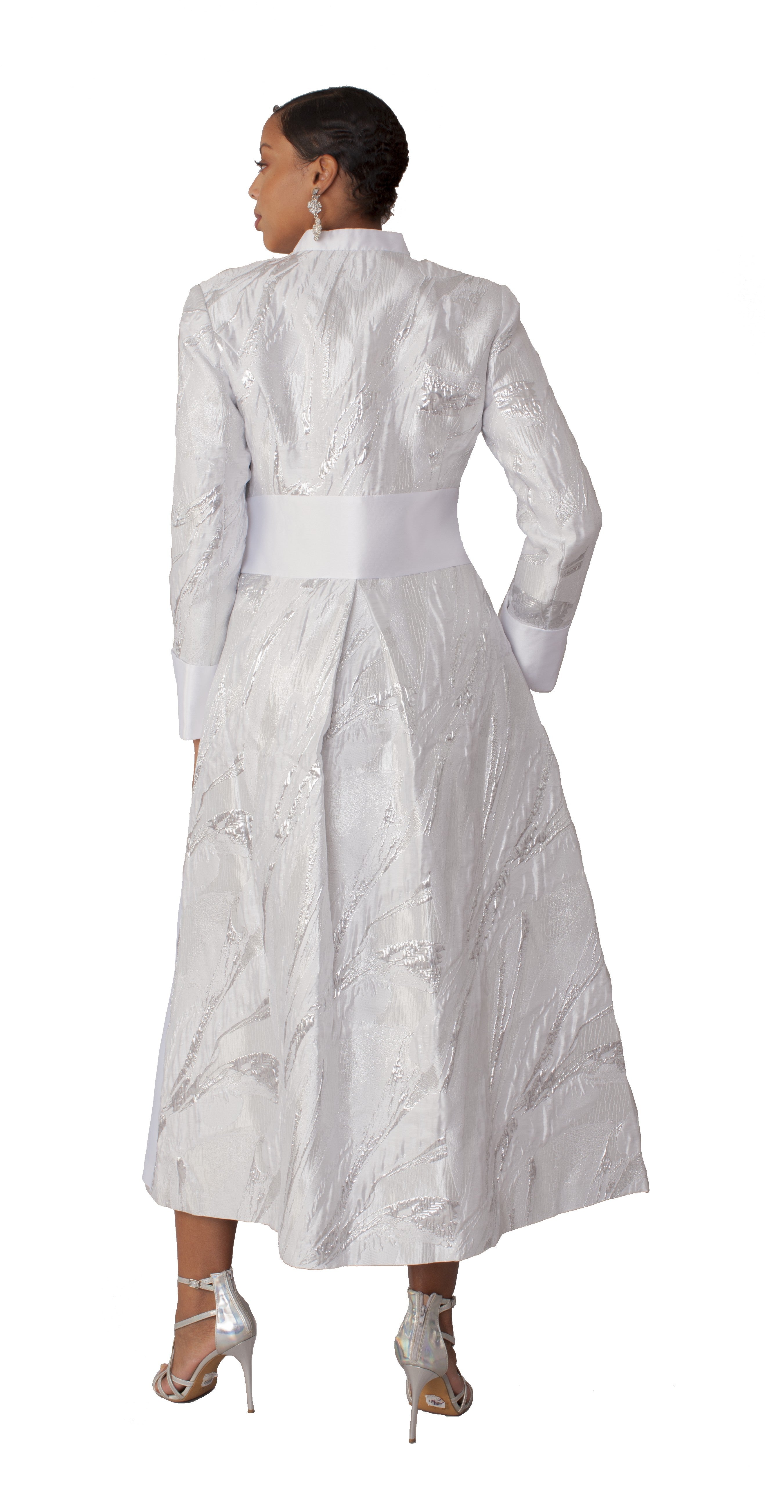 Brocade Clergy Robe with Cross Brooch for Women – 4821
