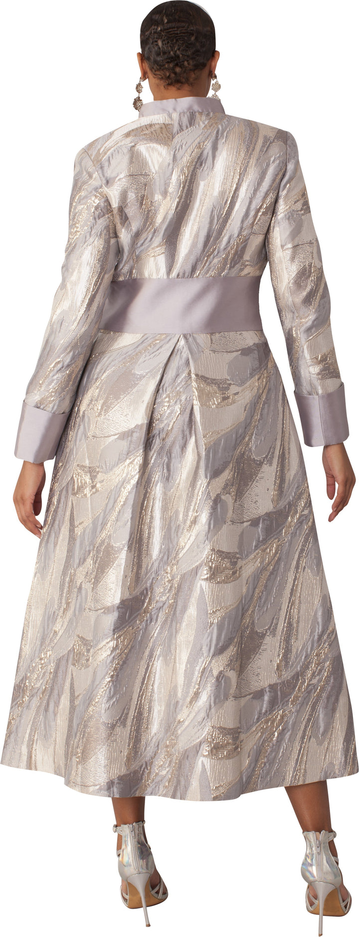 Plus Size Brocade Clergy Robe with Cross Brooch – 4821W