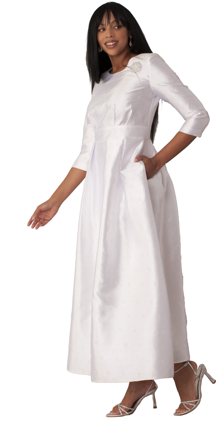 Plus Size 3/4 Sleeve Rhinestone Embellished Church Dress- 4826W