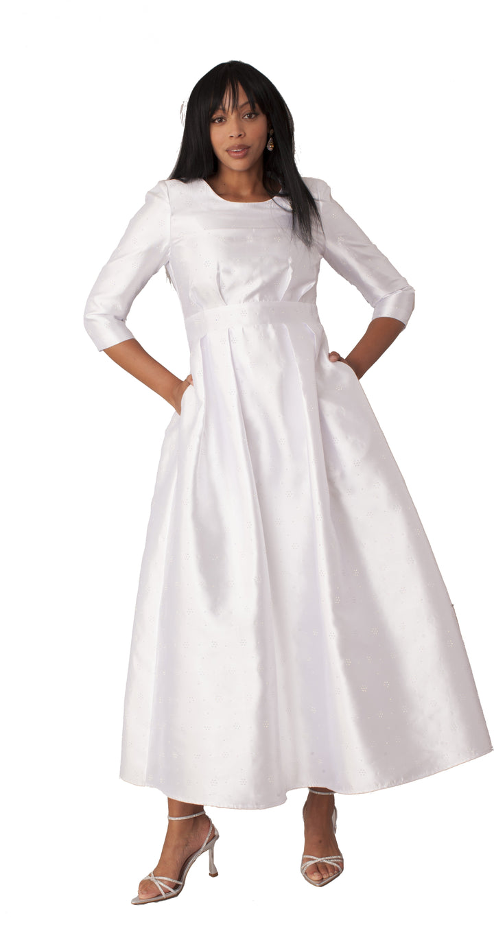 Plus Size 3/4 Sleeve Rhinestone Embellished Church Dress- 4826W